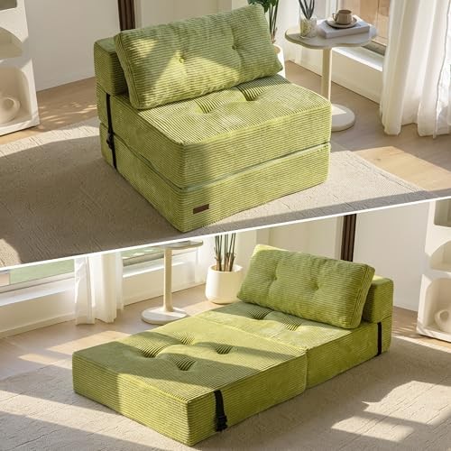 Folding Sofa Bed, Convertible Sofa Bed with High-Density Support Large Green