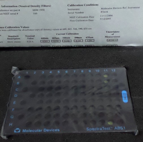 Molecular Devices SpectraTest ABS1 Absorbance Validation Plate 0200-2405 – – New