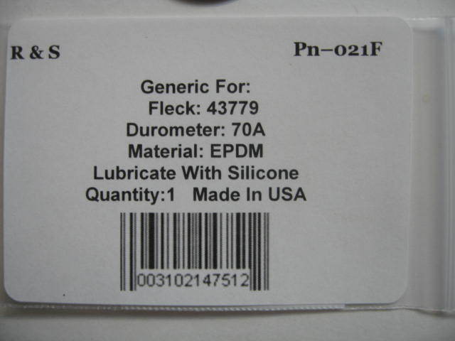 Fleck 43776,18879, 13303, o-ring / R&S 021F / FDA EPDM Material