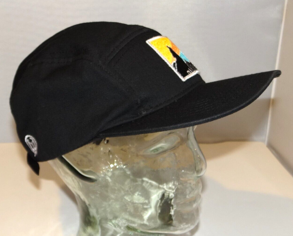 Walrus Audio Strap back Baseball Cap Hat Howling Wolf Patch Five Panel Black