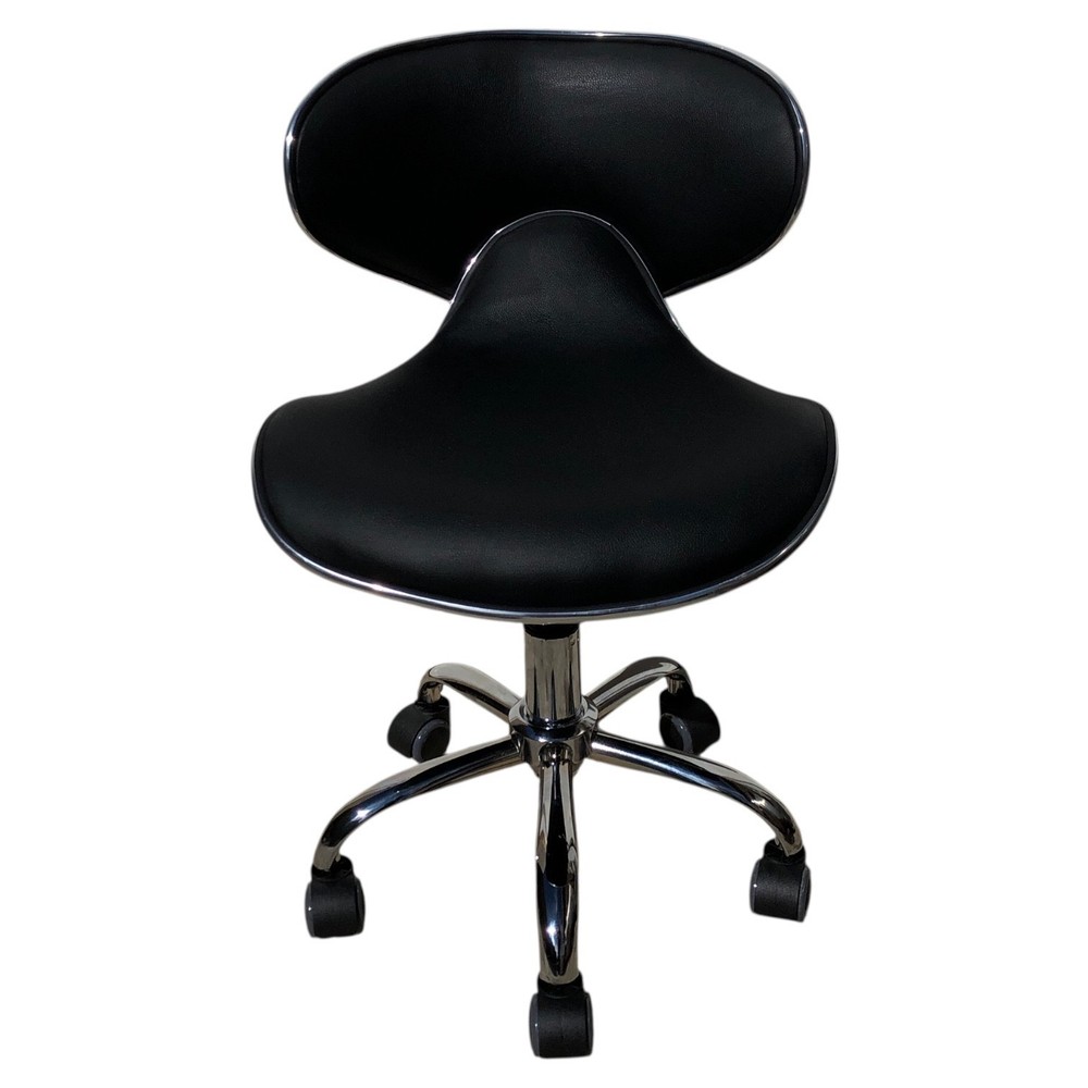 Adjustable Low Height Salon Technician Stool w/ Back Support Rolling Chair