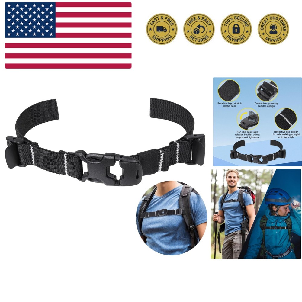 Heavy Duty Adjustable Backpack Chest Strap with Quick Release Buckle - Black