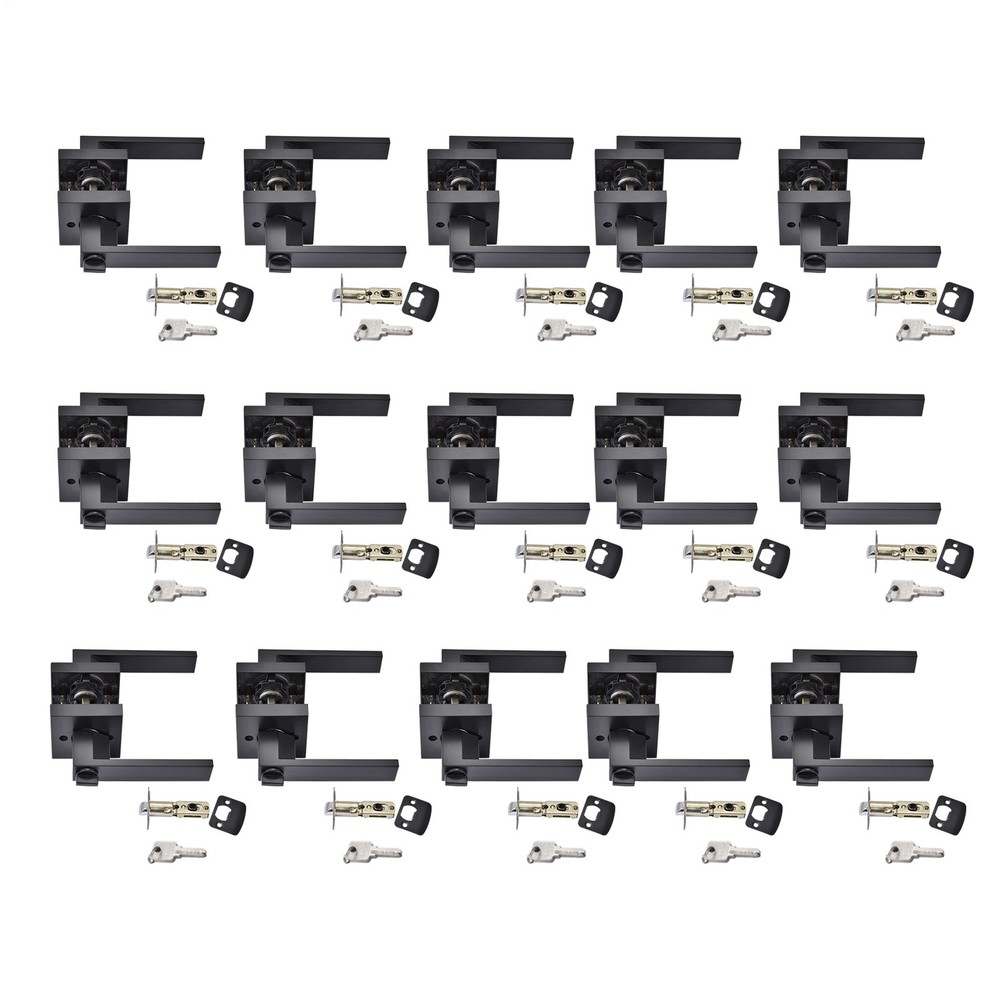 Black Door Lever Privacy Passage Dummy Handle Interior Square Knobs 15 pack