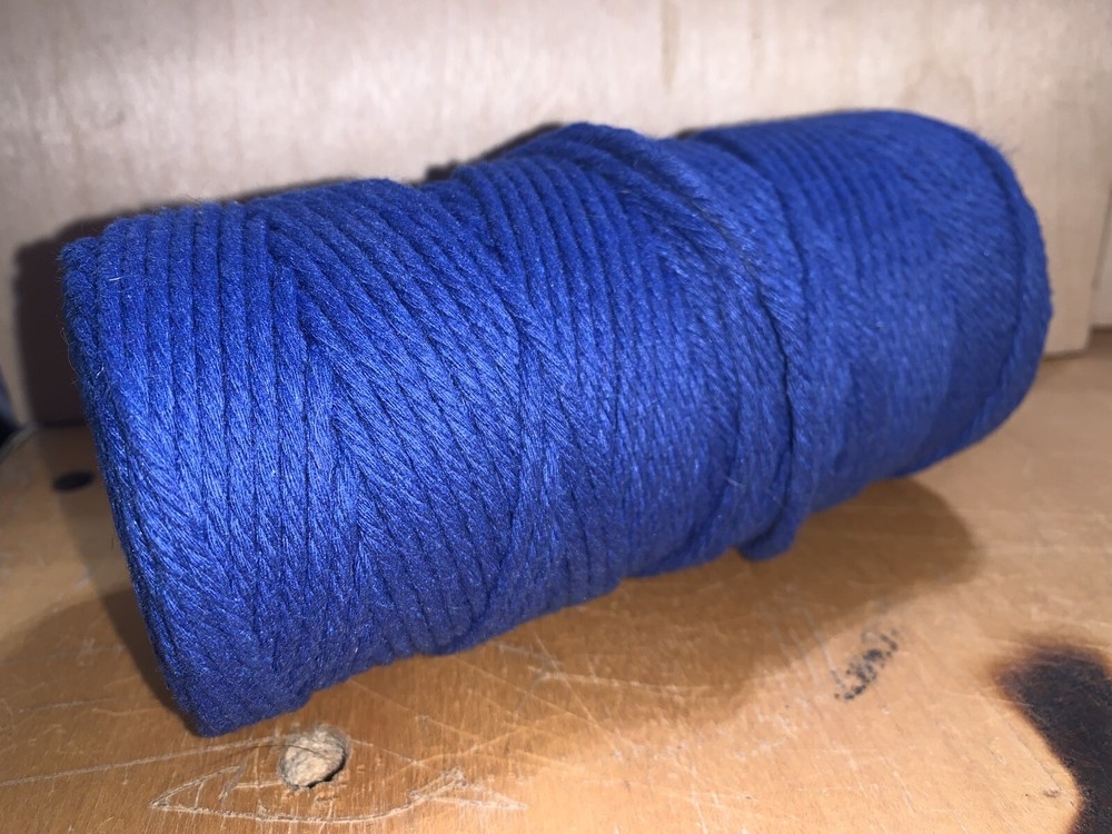 Blue 100% Cotton Macrame Cord 3mm Partial Spool