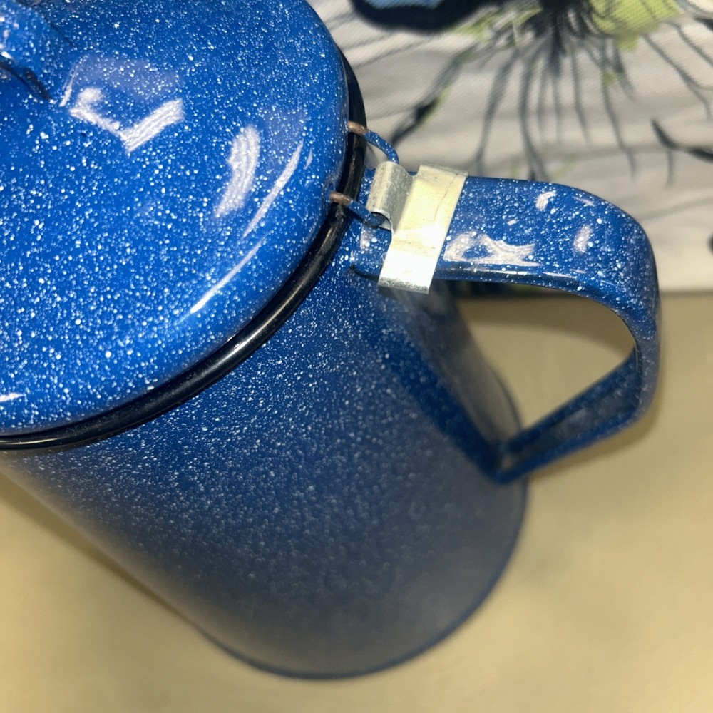 BLUE SPECKLED ENAMELWARE 10-INCH COFFEEPOT CAMPING