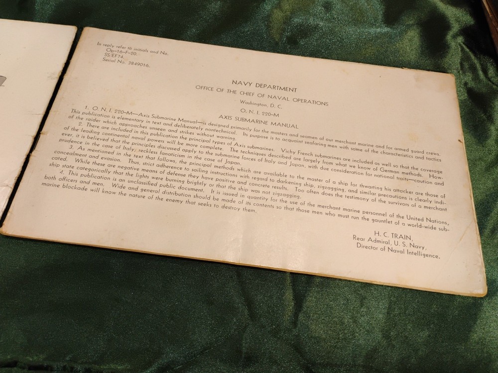 WW2 ONI RESTRICTED Axis Submarine Manual enemy sub operations and uses
