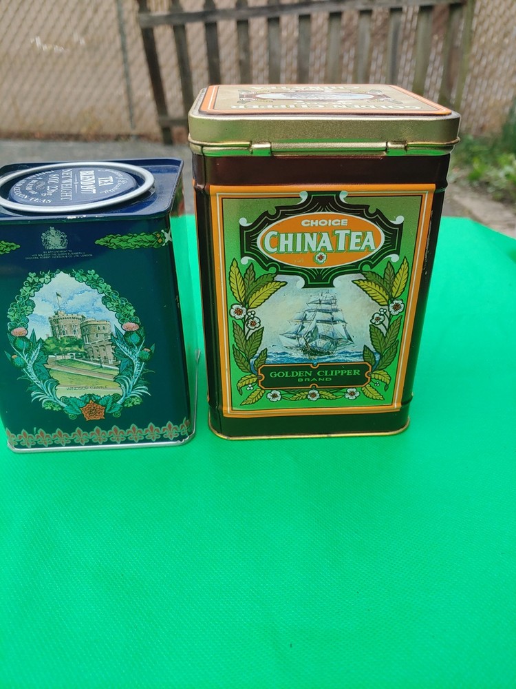 2 X Vintage Tea Tins England Empty Nice