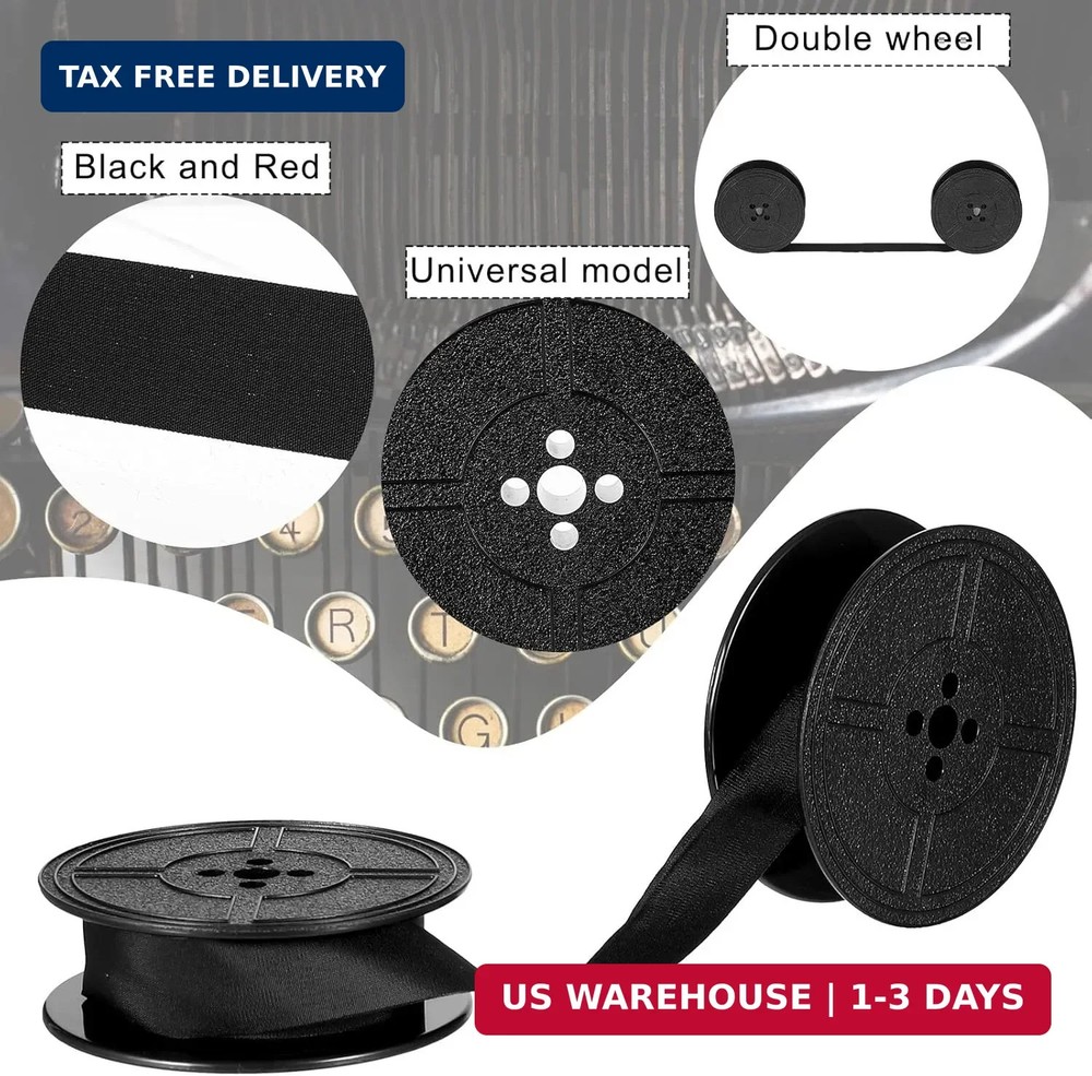 Universal Typewriter Ribbon Twin Spool Replacement Pack - Black Ink (2 Pcs)
