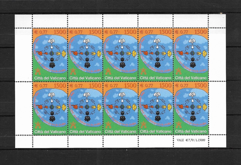 (FS362) Vatican Full sheets 2001 UN  Civilizations MNH