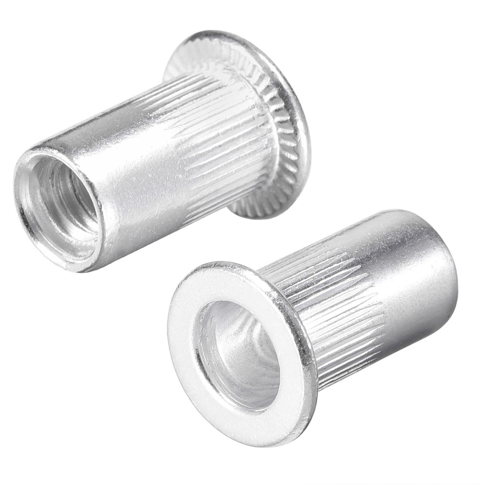 #10-24 Rivet Nuts Aluminium Alloy Knurled Flat Head Threaded Insert Nut 50pcs