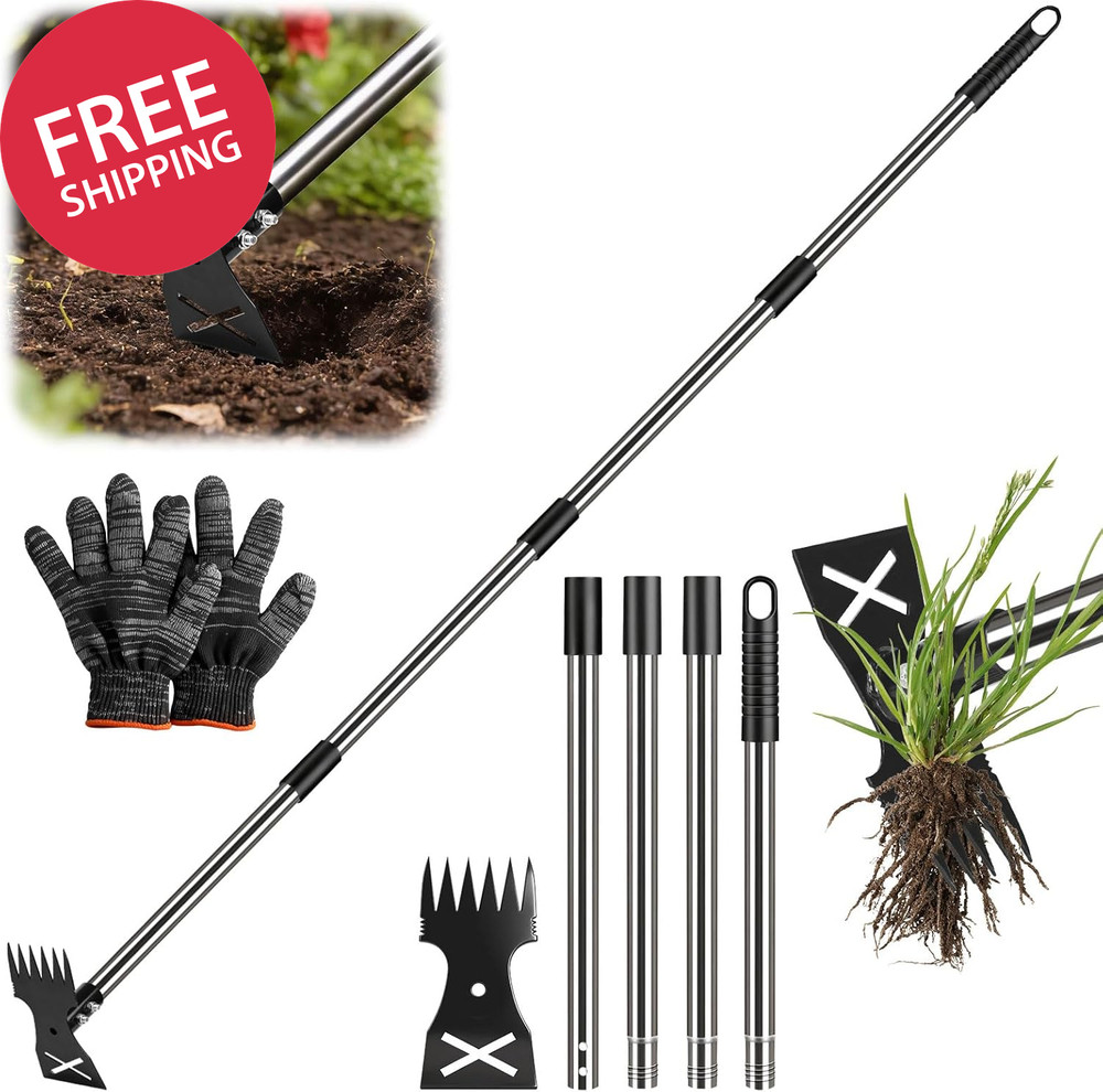 Weed Puller Tool with Long Handle - Adjustable Length Manual Weeder Remover Tool