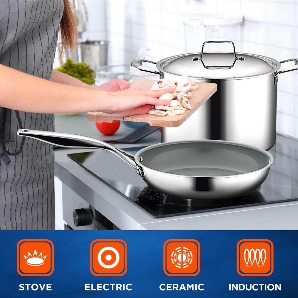 NutriChef 12-Pcs Set Kitchenware Pots & Pans Set-Clad Kitchen, Non-Stick Coating
