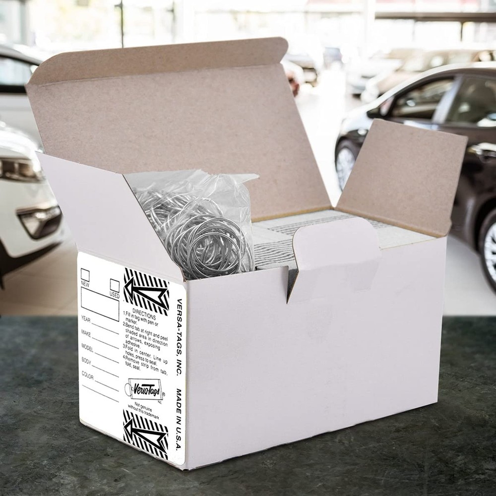 Versa-Tags 250 Per Box, Self-Protecting Paper Key Tags with Chrome-Plated Spl...