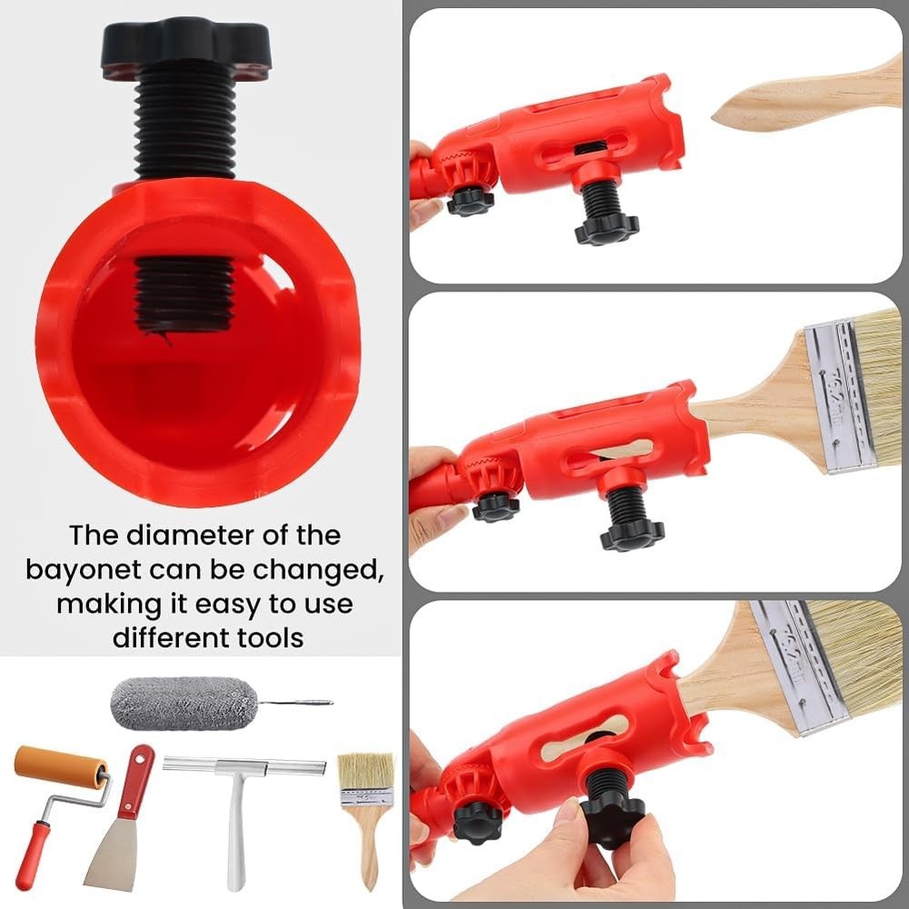 Multi Angle Paint Brush Extender with Brush, Roller Adapter for High Walls