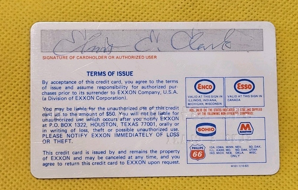 Exxon Credit Card ~ exp 1984 ~ our cb1110