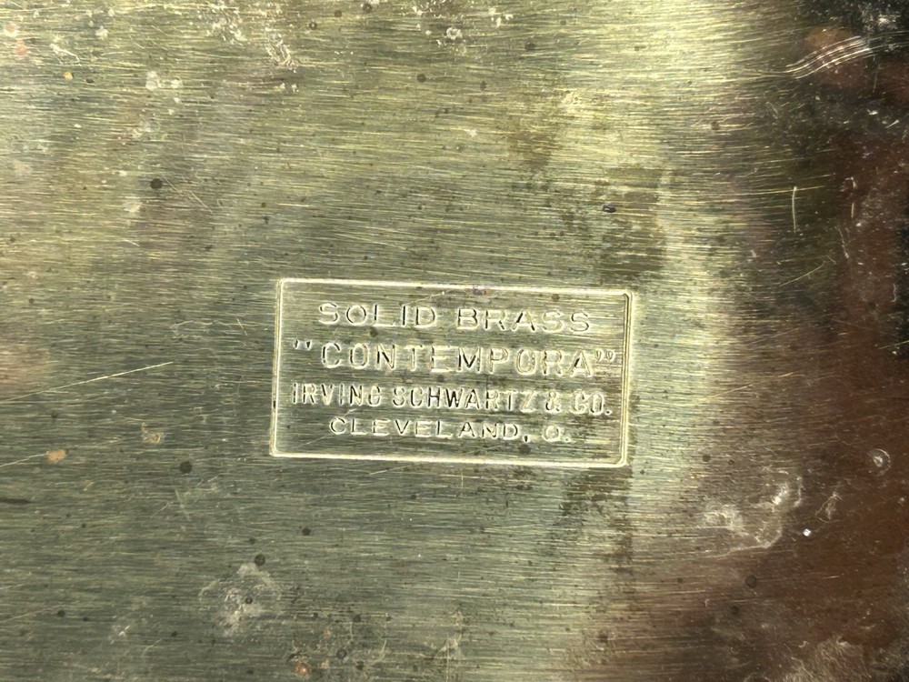 Vintage 12" Rectangular Brass Planter ~ Irving Schwartz "Contempora" Medallion