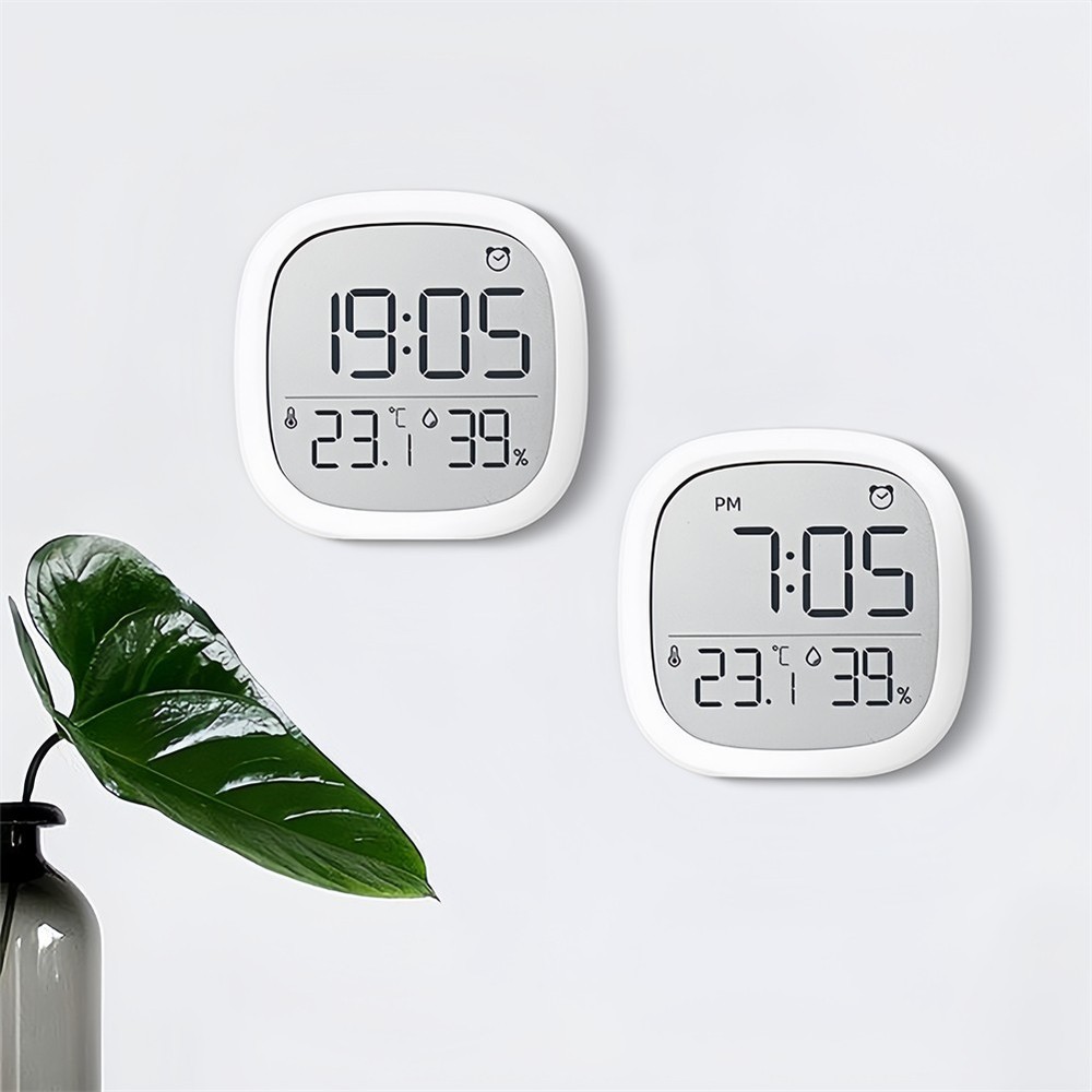 Hygrometer Thermometer Combination Device with Stylish Digital Clock Feature