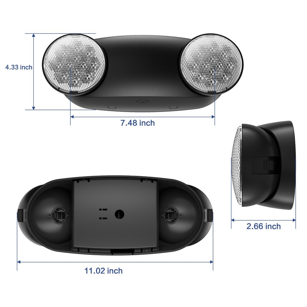UL Listed 1 Packs Black Emergency Exit Light with Battery Backup For Business.
