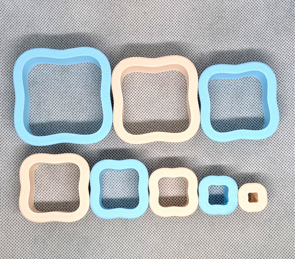 Wavy Square Clay Cutter Shape Set ~ Polymer Crafting Tool ~ Stackable Outline
