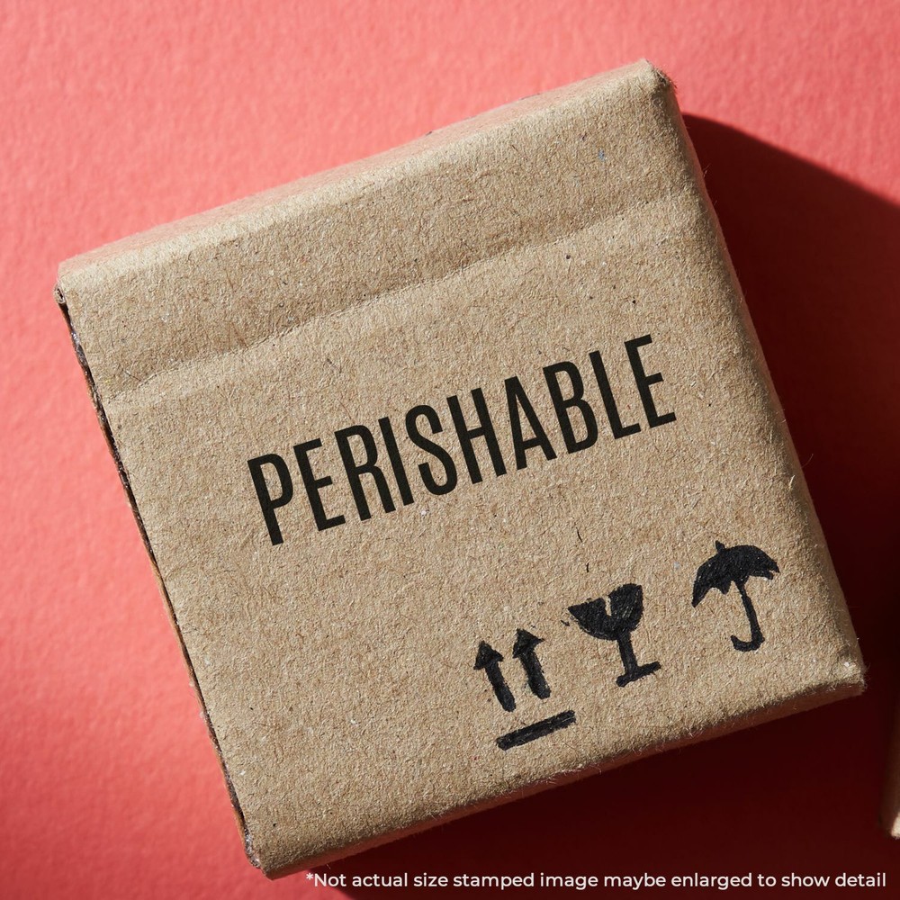 Perishable Rubber Stamp Size 1/2" Tall x 1-1/2" Wide