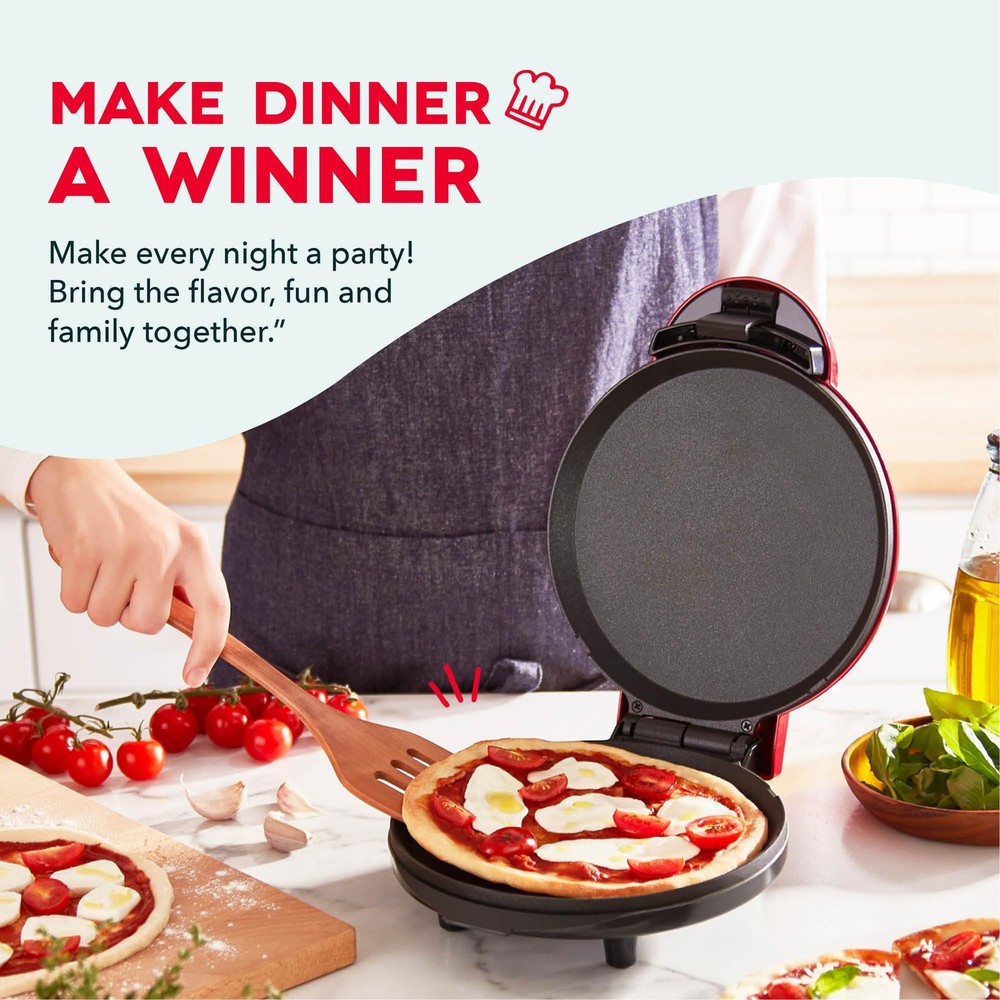 DASH 8” Express Electric with Indicator Light + Included Recipe Book, Red