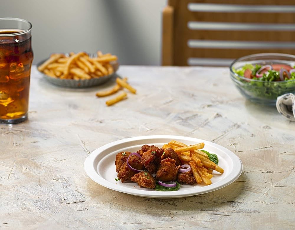 [9 Inch - Heavy-Duty White Paper Plates, postable,