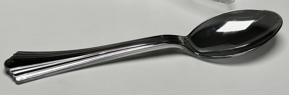 WNA Reflections Disposable Plastic Silver Teaspoons 8/40 Spoons (320 Count)