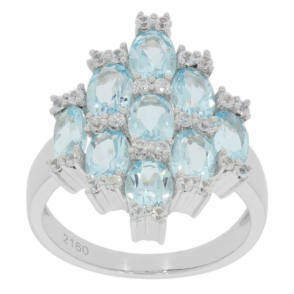 Sterling Silver Semi Mount Pendant Setting OV 6X4mm White Topaz