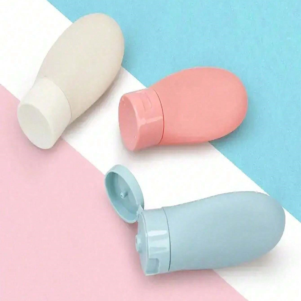 3pcs Travel Bottle Set Refillable Squeezable Leakproof Silicone Container 60 ML