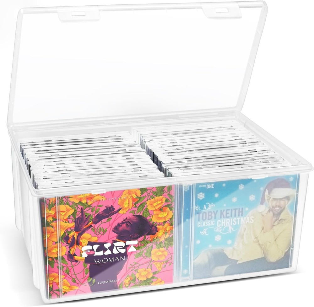 Plastic CD Storage Box Store 40 CDs Clear DVD Storage Case