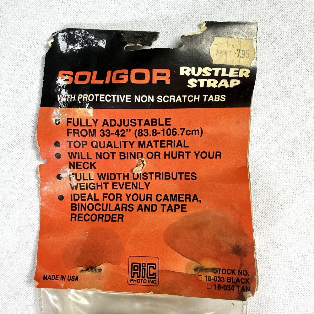 VTG SOLIGOR Rustler Camera Adjustable Strap Tan Leather 33-42 Inch NOS