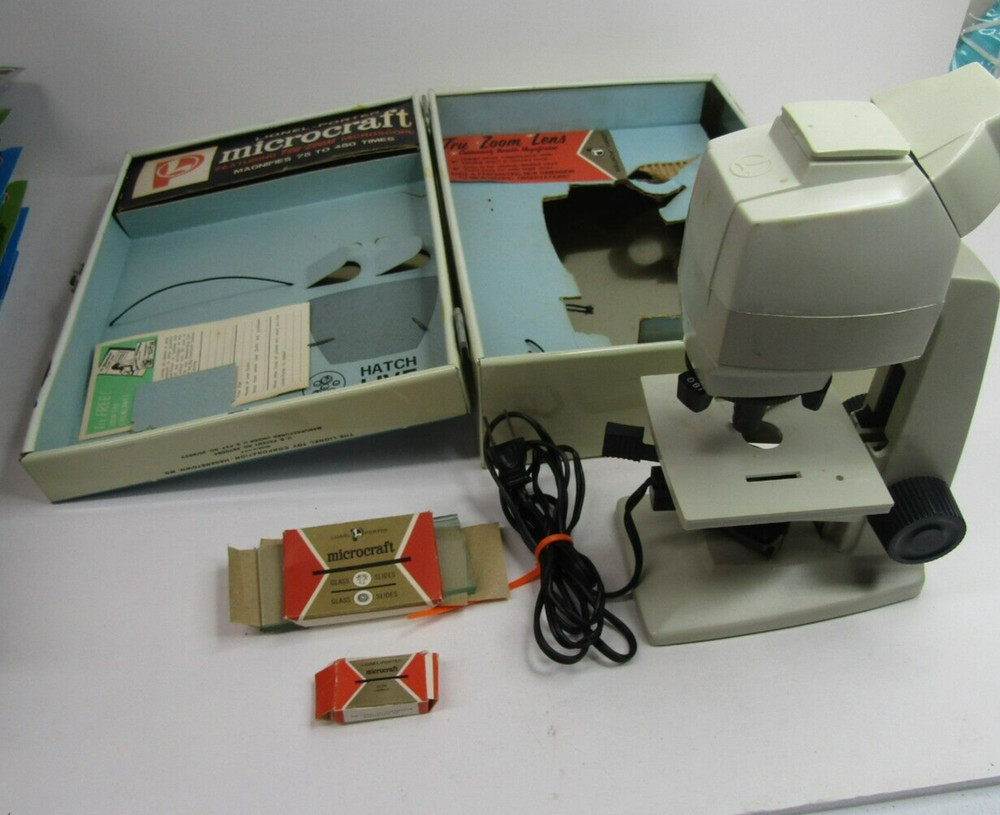 Vintage 1960 Lionel-Porter Panel Microcraft Microscope Labmaster Lab with slides