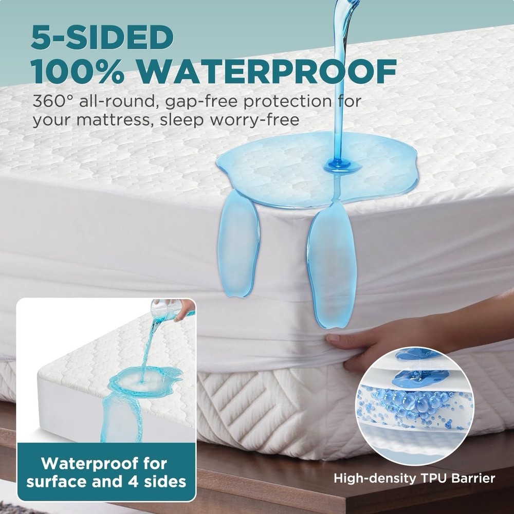 5-Sided Waterproof Mattress Protector, Twin XL Size