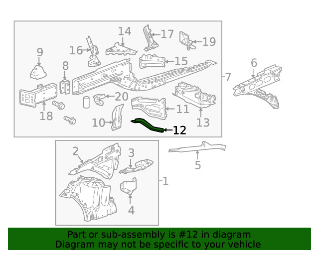 Genuine GM Passenger Side Front Compartment Outer Side Rail Extension 84161385