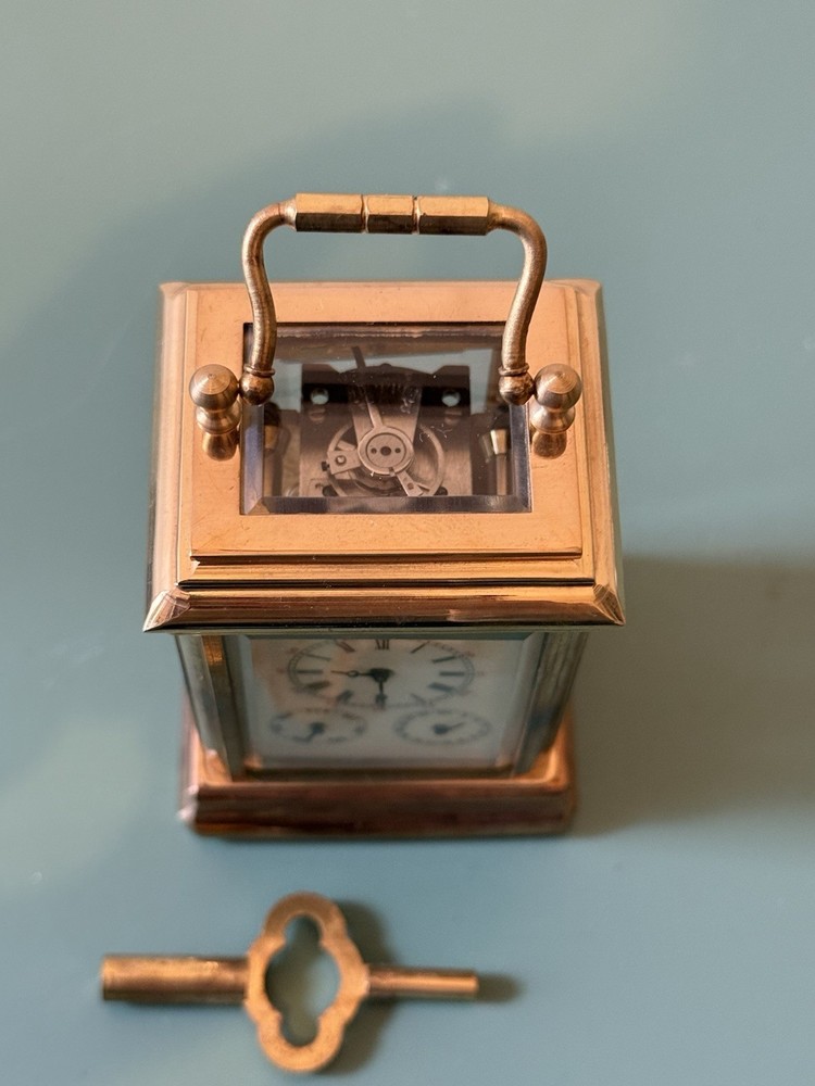 Bronze multi dial miniature carriage clock