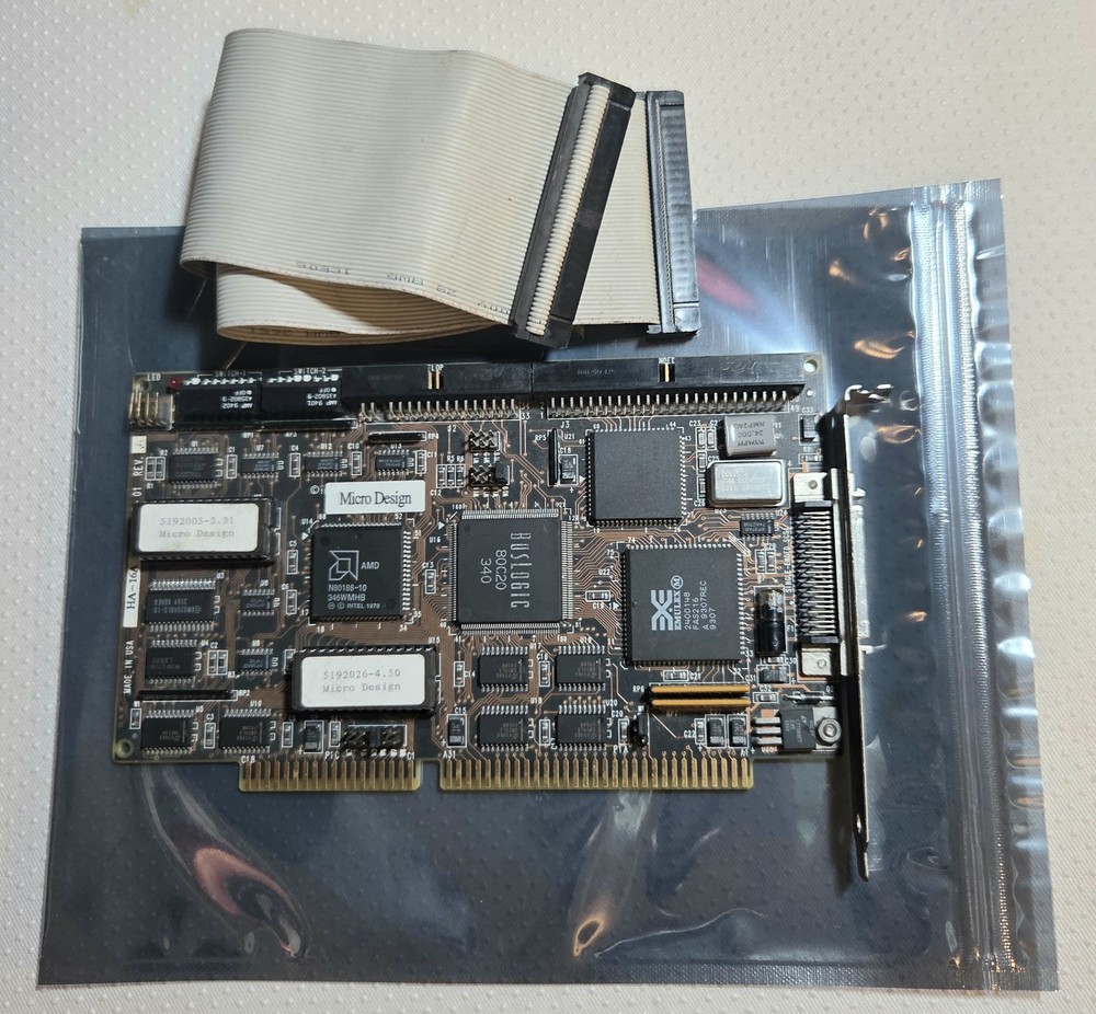 Micro Design HA-16A ISA Computer SCSI Controller Card w/ Cable (vintage)
