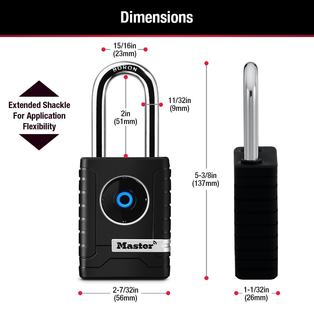 Master Lock Bluetooth Smart Padlock Keypad All Weather Durable Security Lock