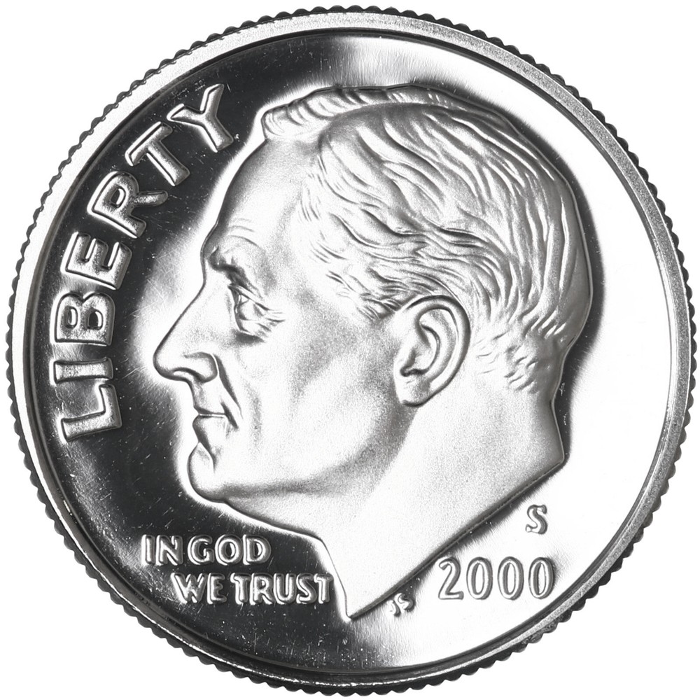 2000 S Roosevelt Dime Gem DCam Proof CN-Clad