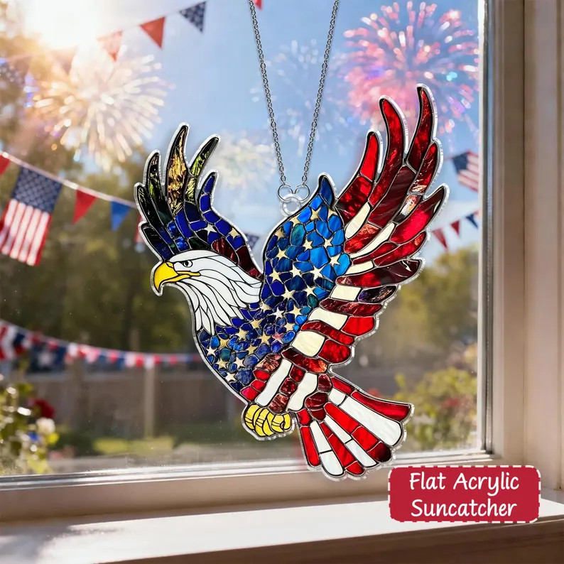 Patriotic Eagle Suncatcher Acrylic USA Window Decor