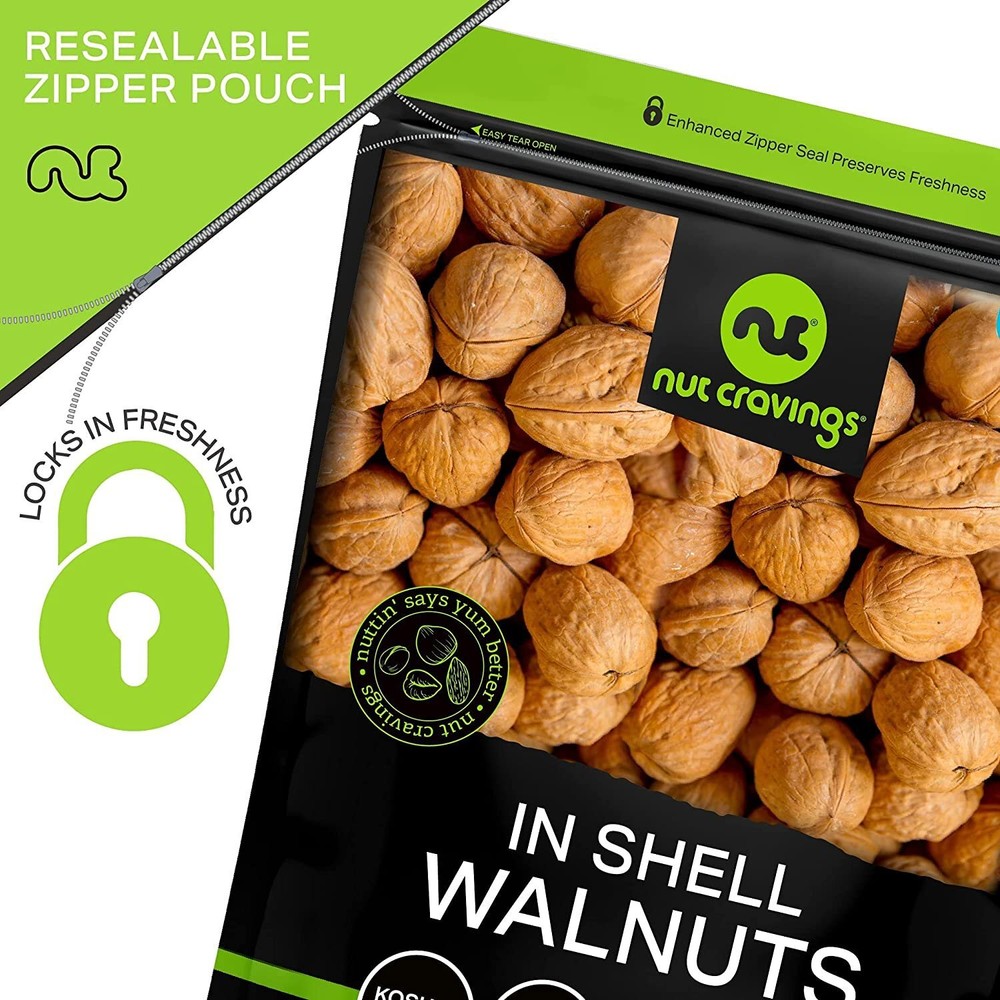 Nut Cravings - Raw Walnuts In Shell, Whole, (32oz - 2 LB) Packed Fresh in...