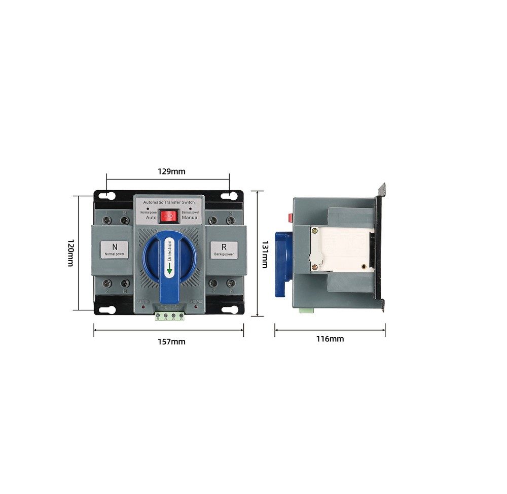 2P 63A ATS Dual Power Automatic Transfer Switch fits Generator Changeover Switch