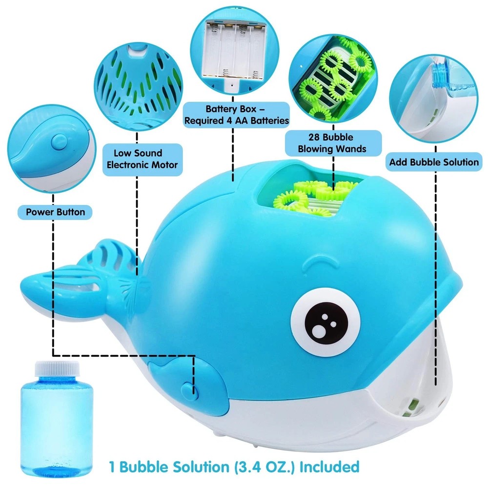 JOYIN Blue Whale Automatic Bubble Blower Machine Maker 3.5 oz Solution Included