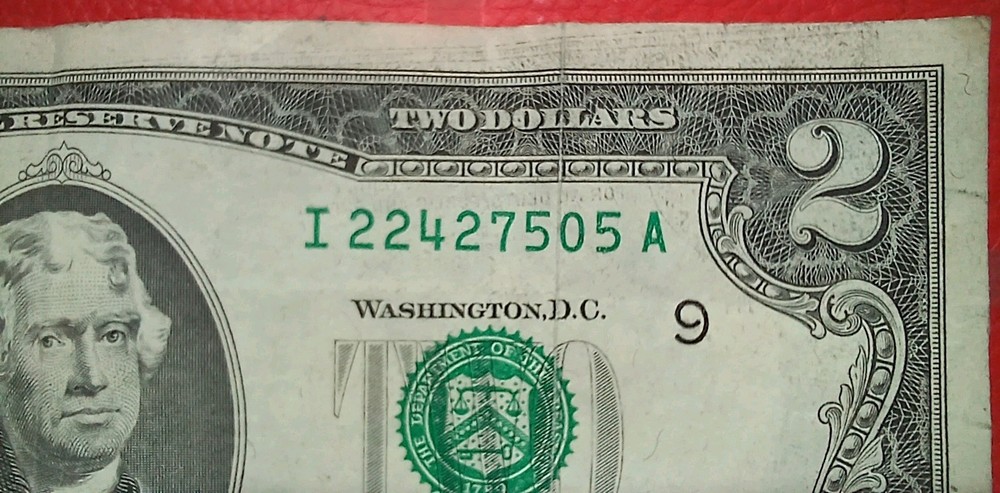 1976 $2 Bill |2xError| Ink Shift Error| Face2Face Ink Transfer| Mirrored Print