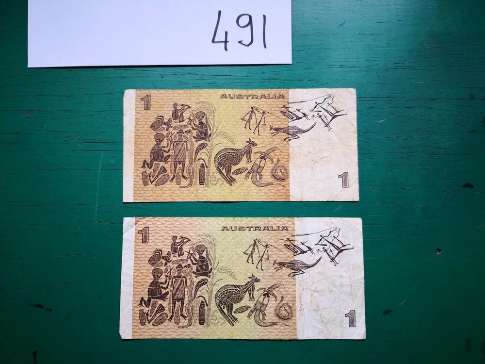 Australia $1 One Dollar Note x2 Banknotes #491