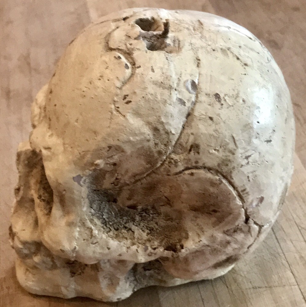 QUALITY NEW, NEVER USED, HEAVY MOLDED PLASTER SKULL CANDLE