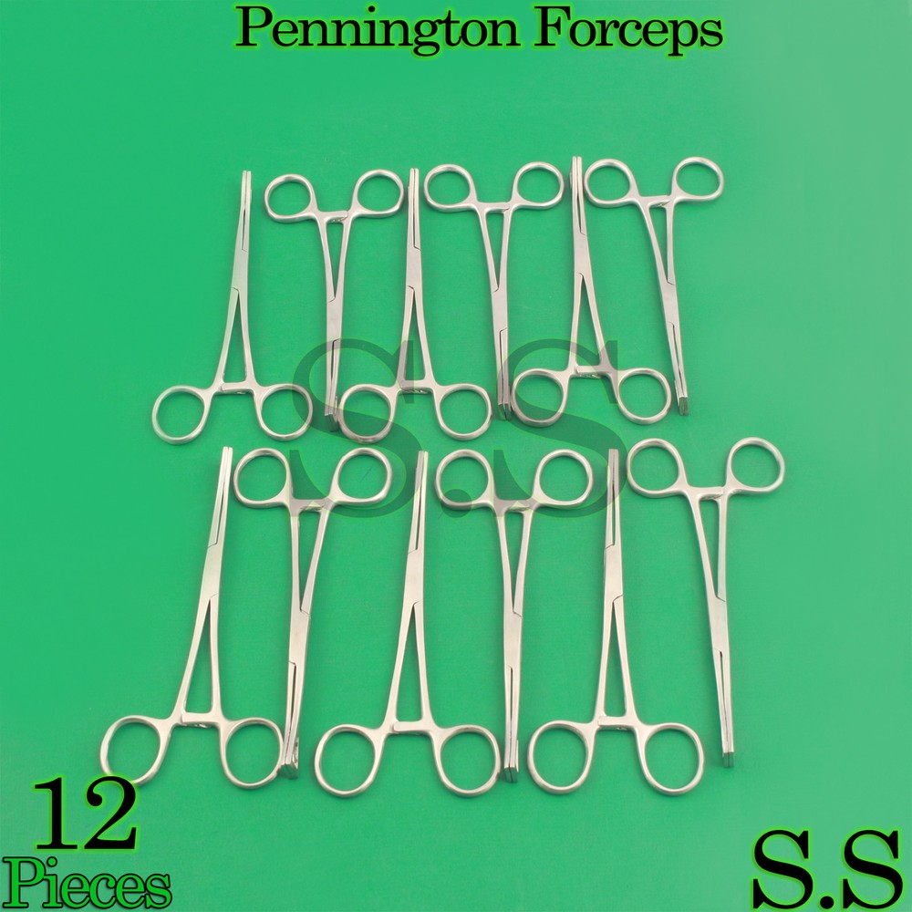 12 Pennington Forceps Un- Sloted 6"Body Piercing Tools