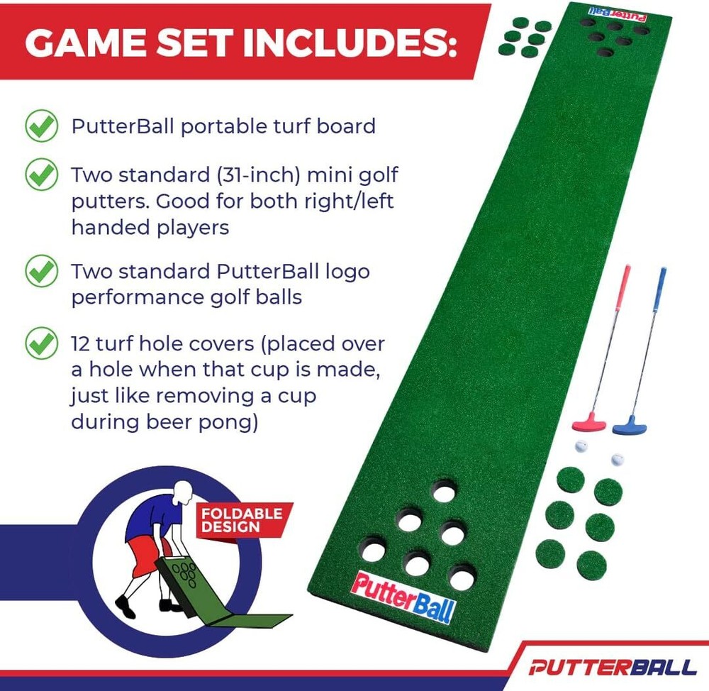 PutterBall Original Golf Pong Game Set, Green