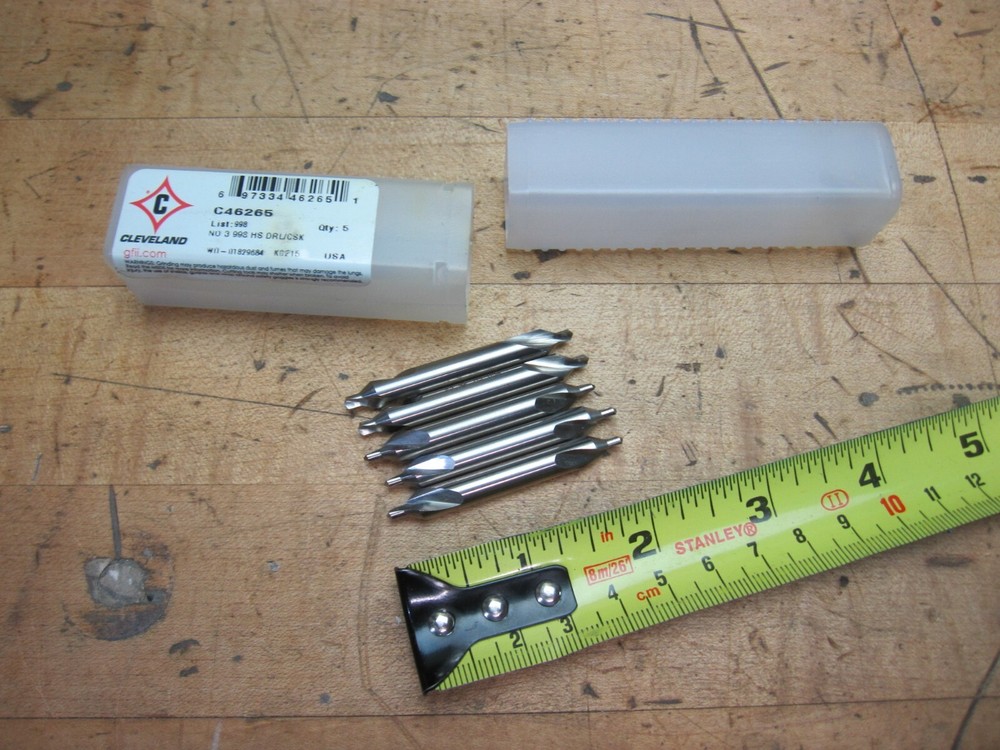 5 new Cleveland Size #3 60 deg. combined drill countersinks