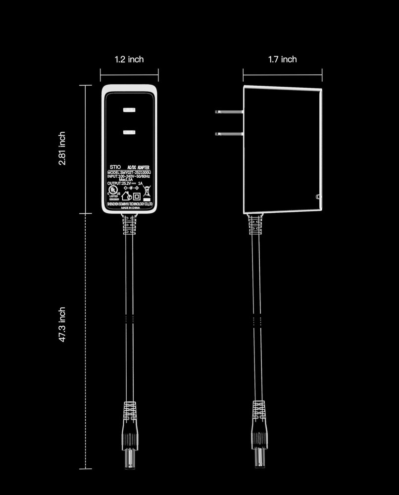 stio 25.2V AC/DC Adapter Compatible with Ninebot by Segway Zing E8 E10 E12 C8...