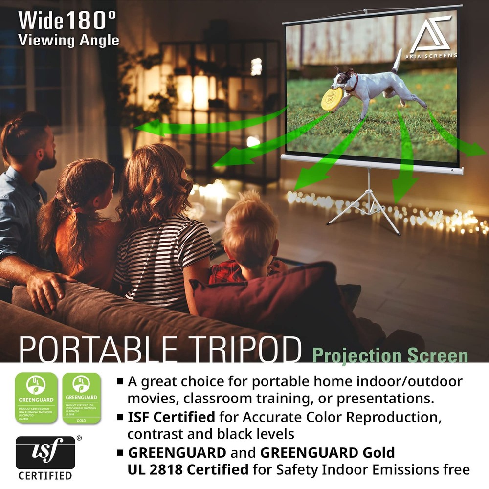 100 Inch Projector Screen with Stand, 4:3 HD, Tripod Pull-Up Portable Screen,...